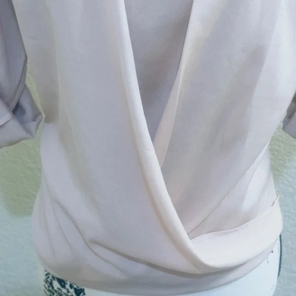 Calvin Klein Light Pink Draped Blouse with Gold Details - Picture 3 of 7